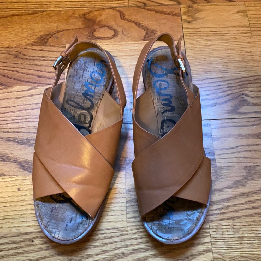 Sam Edelman Brown and Gold Kitten Heels